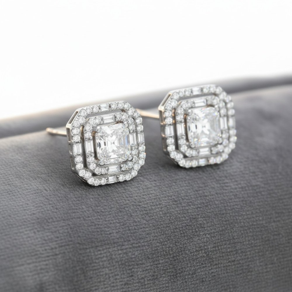 Geometric Deco Halo Stud Earrings