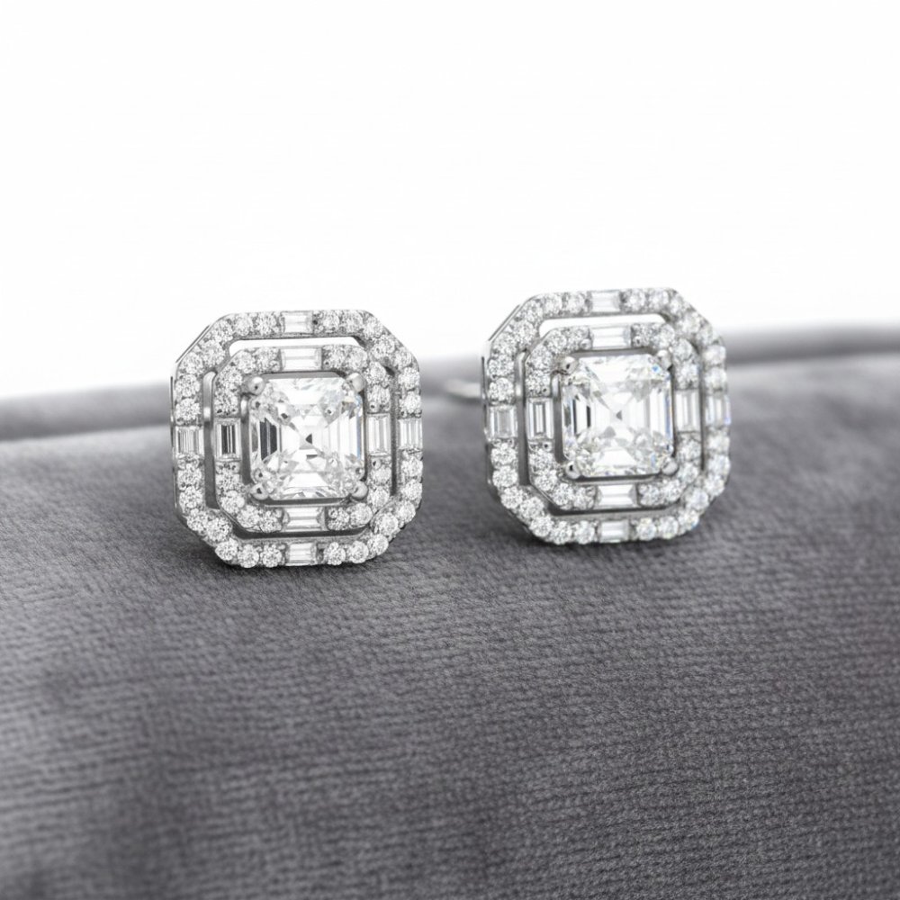 Geometric Deco Halo Stud Earrings