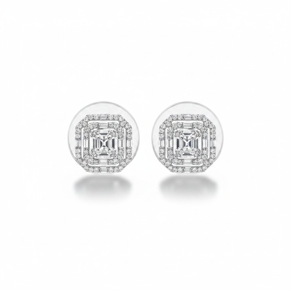 Geometric Deco Halo Stud Earrings