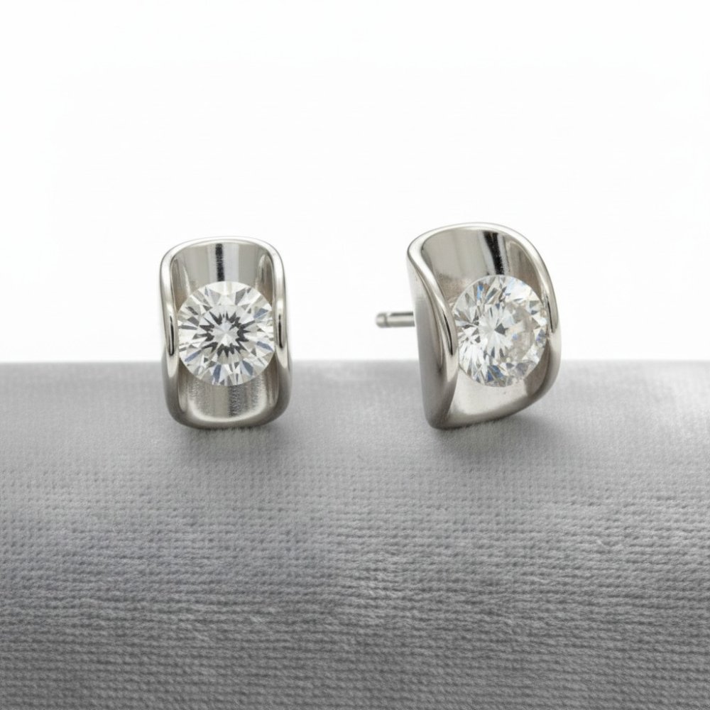 Luna Crescent Solitaire Studs