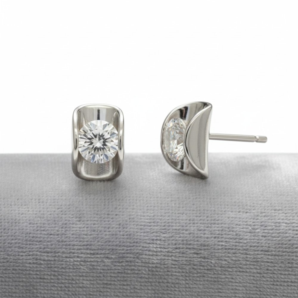 Luna Crescent Solitaire Studs