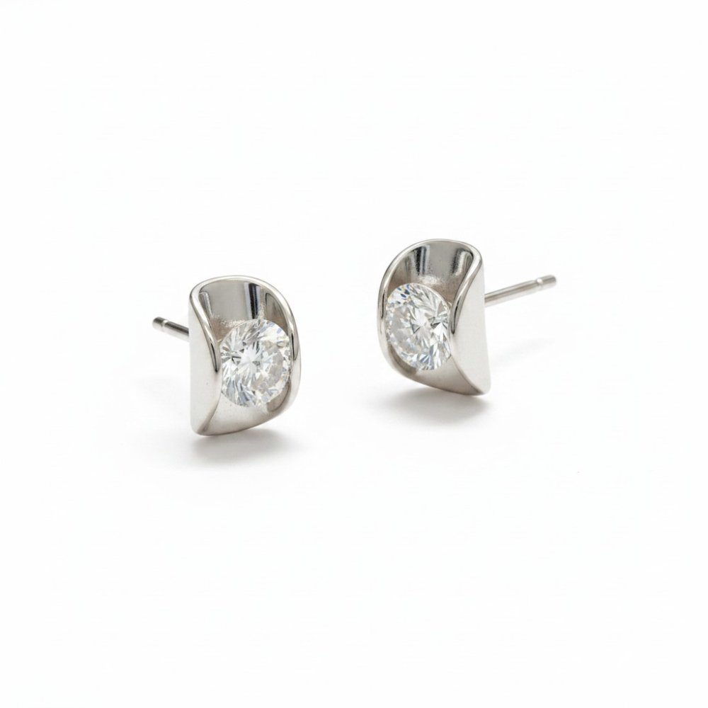 Luna Crescent Solitaire Studs