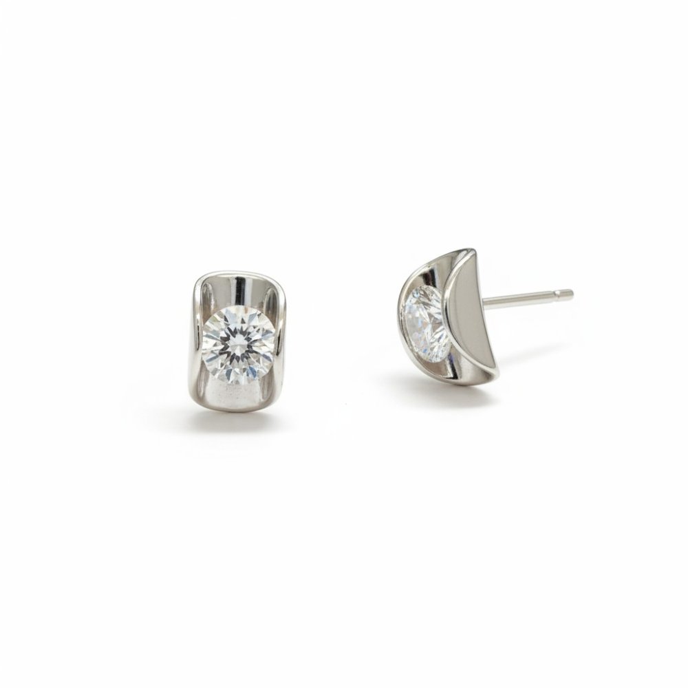 Luna Crescent Solitaire Studs