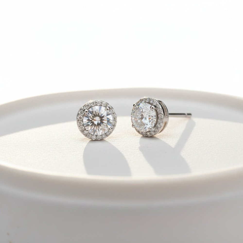 Classic Silver Halo Studs