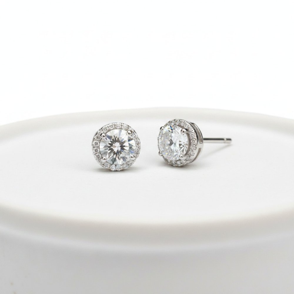 Classic Silver Halo Studs