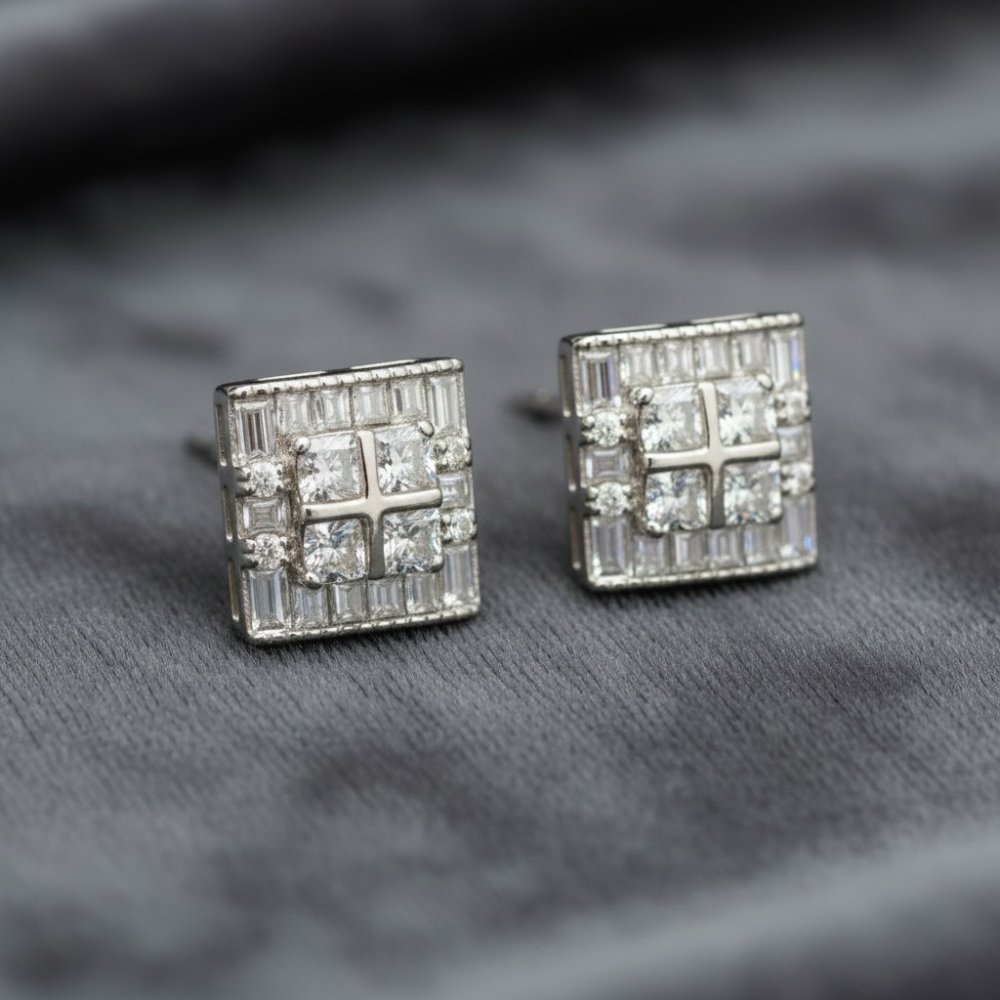 Geometric Ice Square Studs