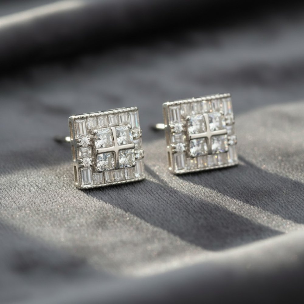 Geometric Ice Square Studs