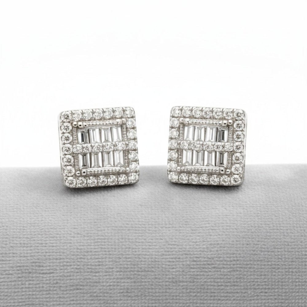 Square Deco Halo Studs