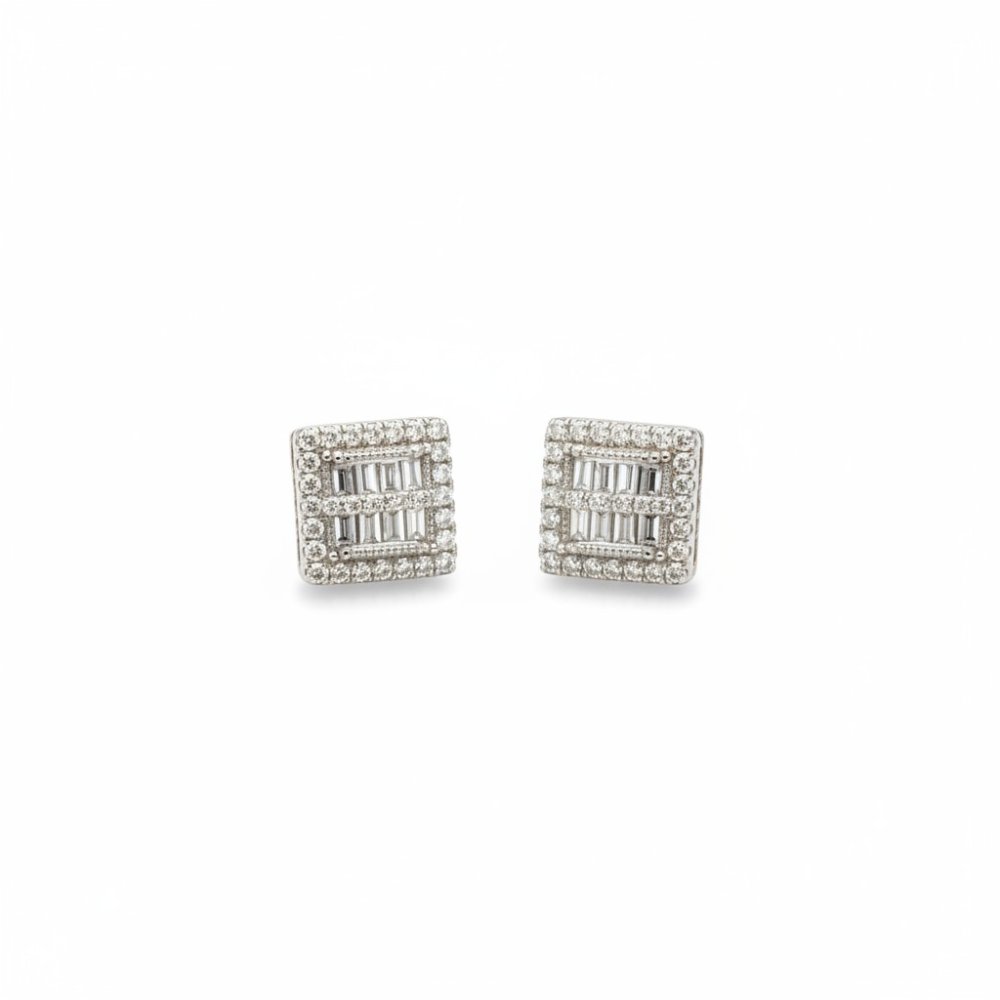 Square Deco Halo Studs