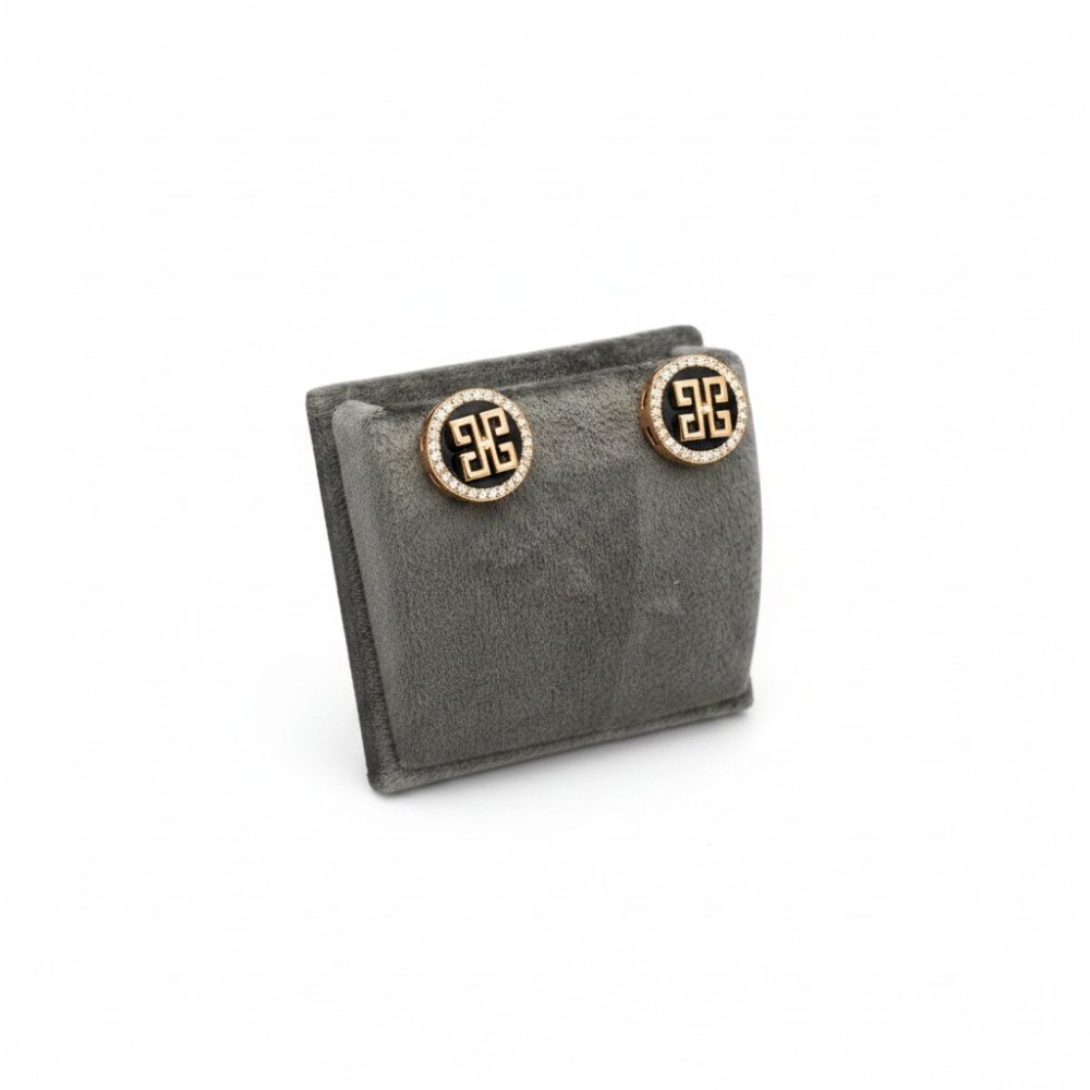 Aura Geometric Onyx Studs