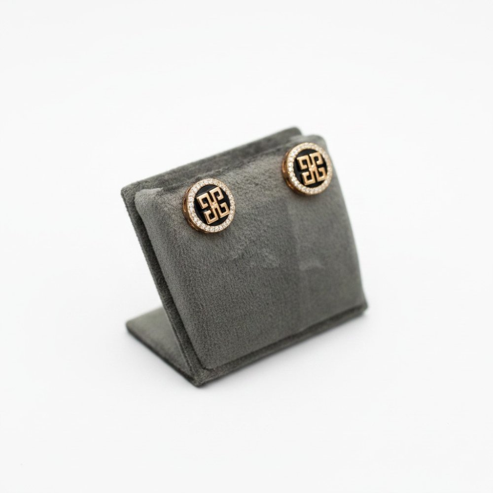 Aura Geometric Onyx Studs