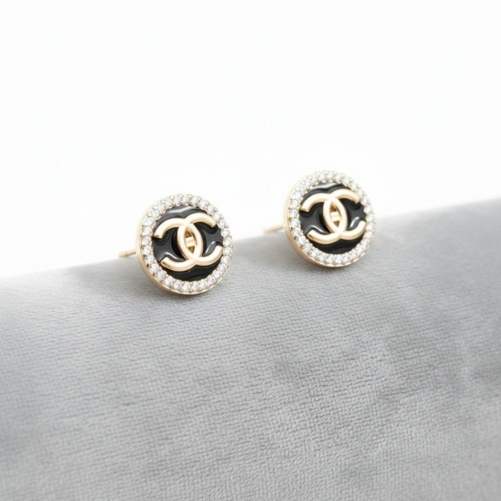 Noir Monogram Studs
