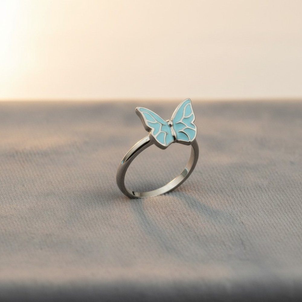 Sky Blue Butterfly Kids Ring