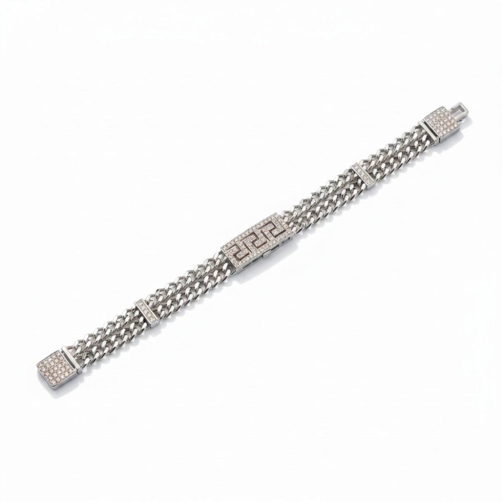 Neo-Classic Greek Key Silver Bracelet