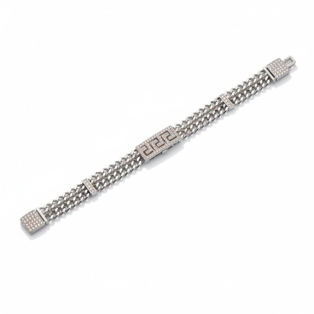 Neo-Classic Greek Key Silver Bracelet