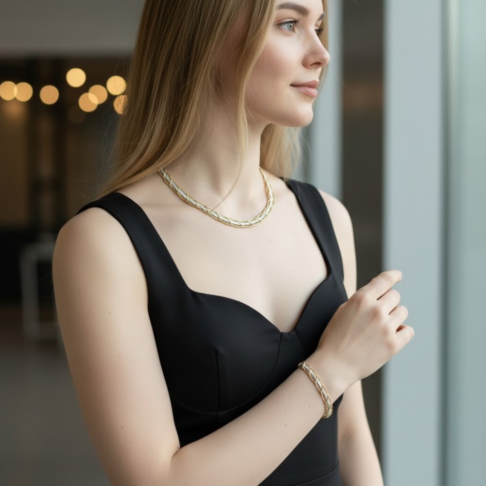 Aura Two-Tone Woven Silver Set