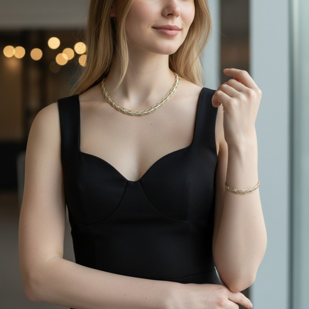 Aura Two-Tone Woven Silver Set