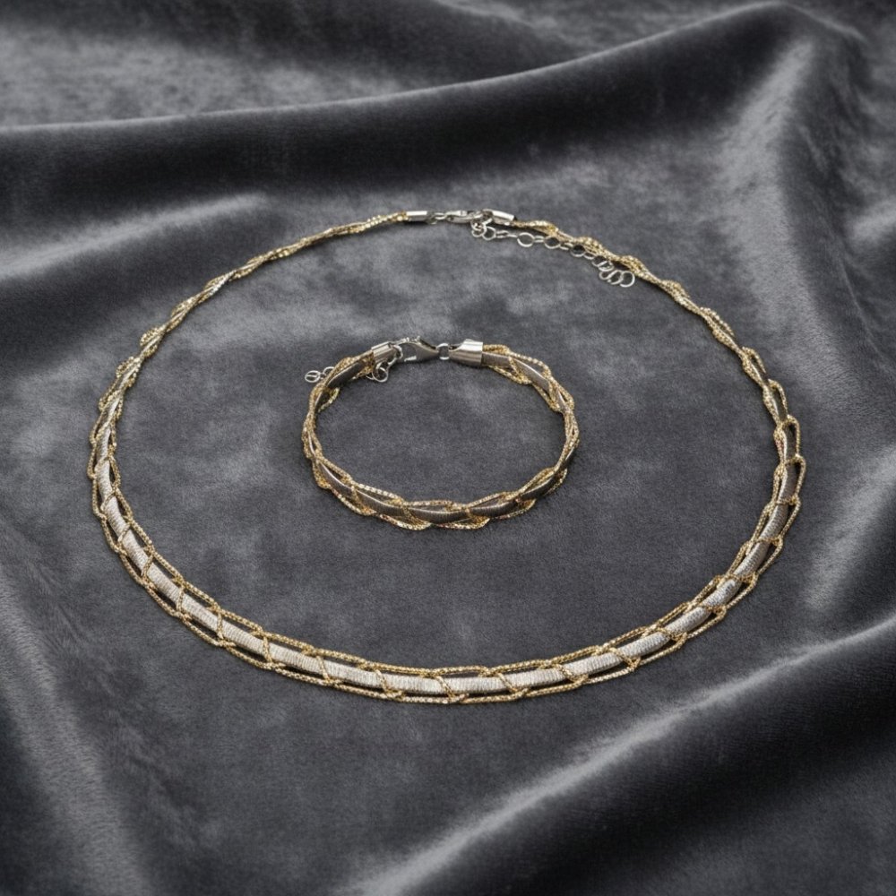 Aura Two-Tone Woven Silver Set