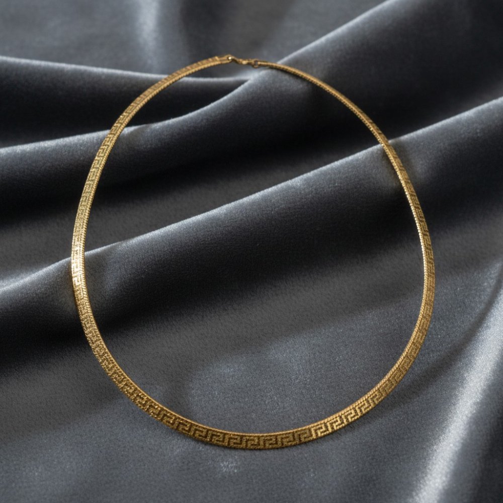 Aura Greek Key Flat Chain Necklace