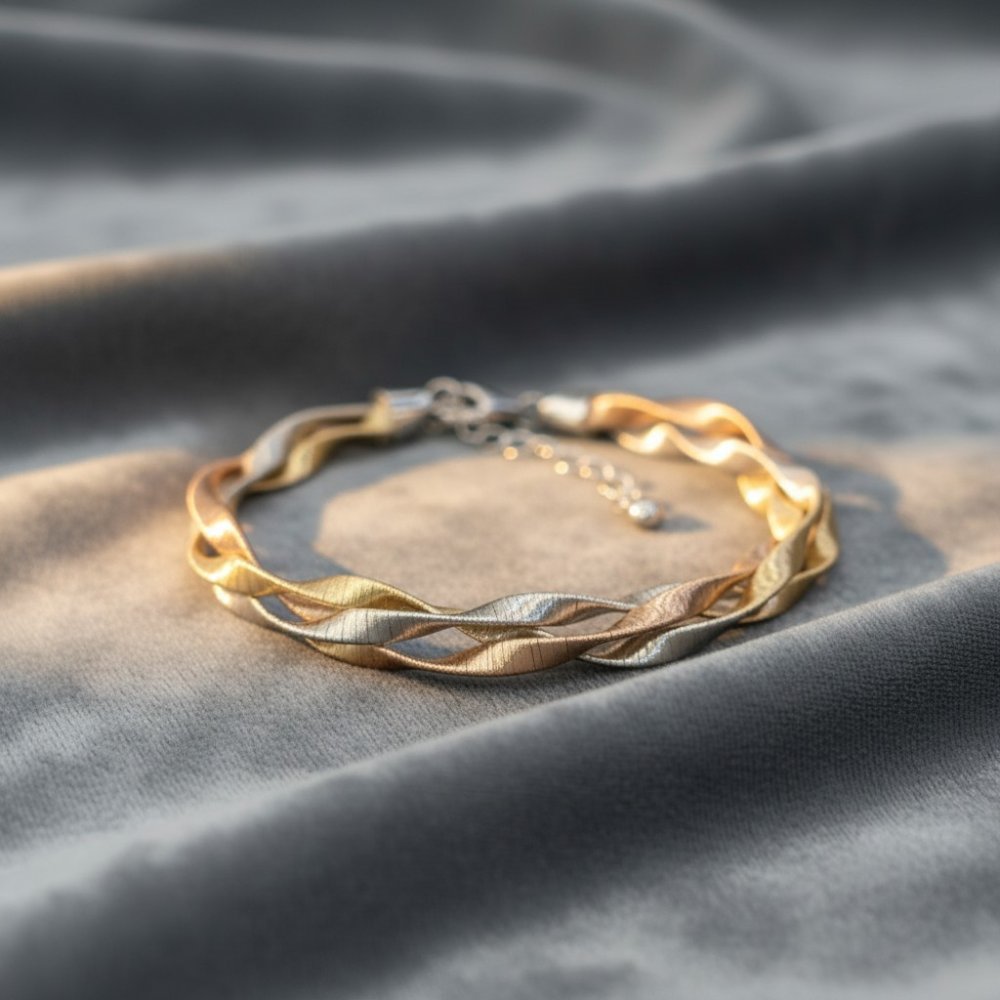 Italian Tri-Color Twisted Silk-Finish Bracelet