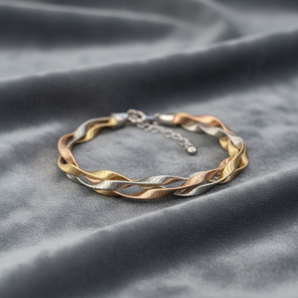 Italian Tri-Color Twisted Silk-Finish Bracelet