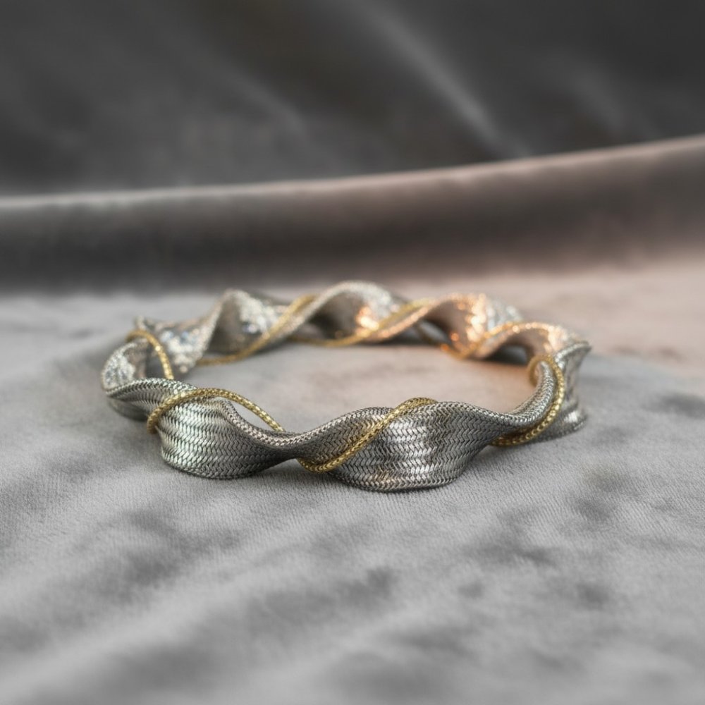 Italian Twisted Mesh Bangle Bracelet
