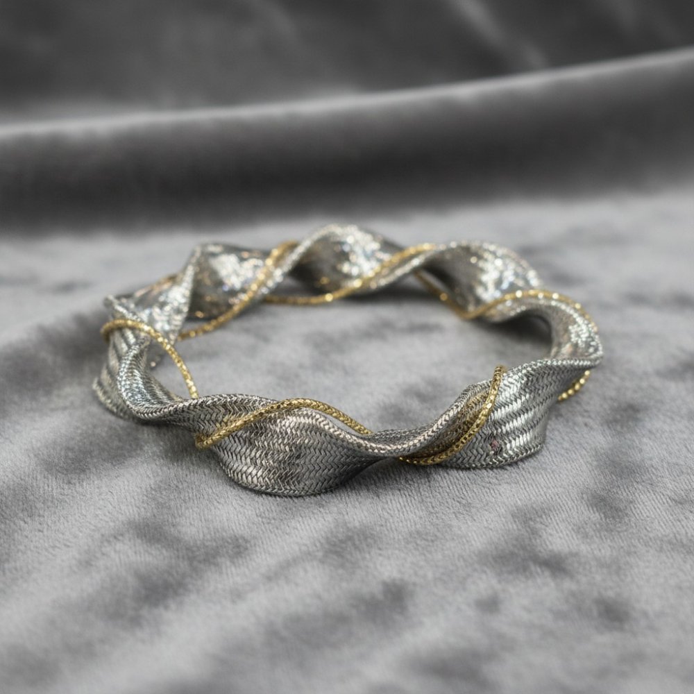 Italian Twisted Mesh Bangle Bracelet