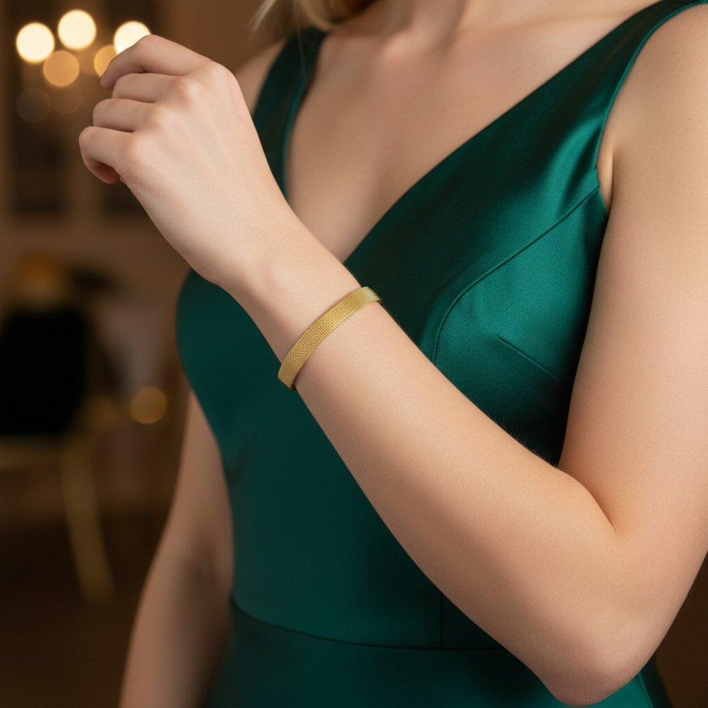Italian Gold-Plated Mesh Bracelet