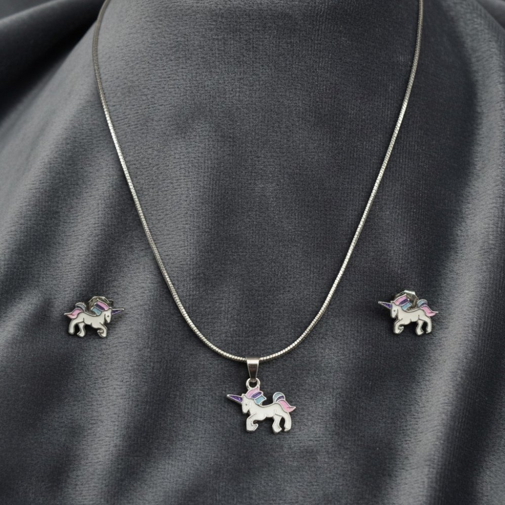Magical Unicorn Kids' Pendant & Earring Set