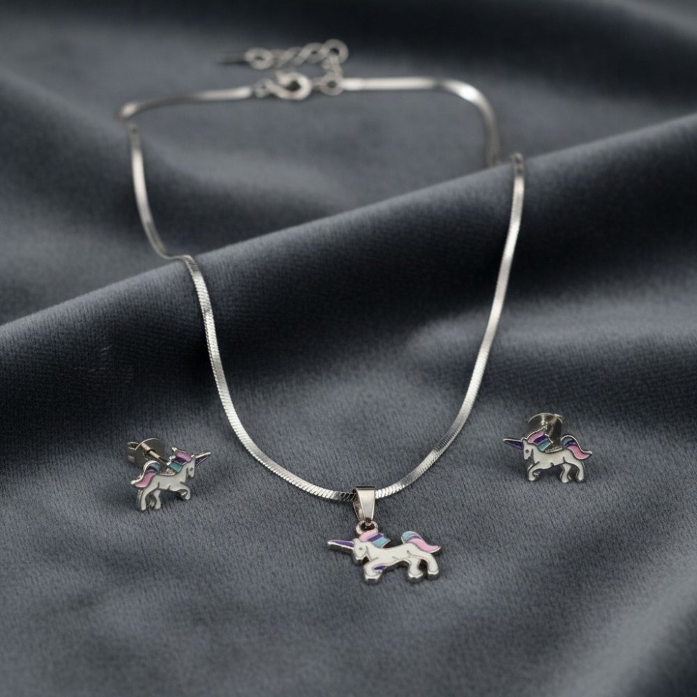 Magical Unicorn Kids' Pendant & Earring Set