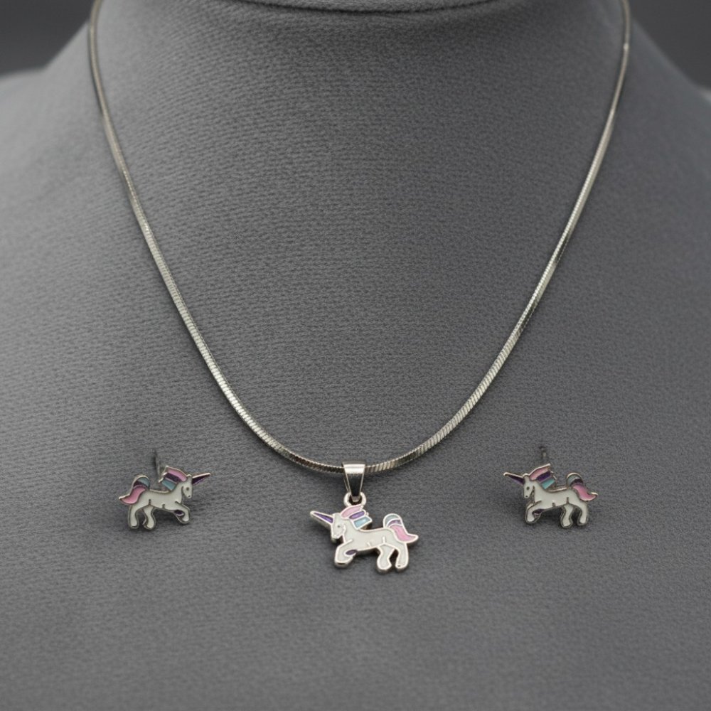 Magical Unicorn Kids' Pendant & Earring Set