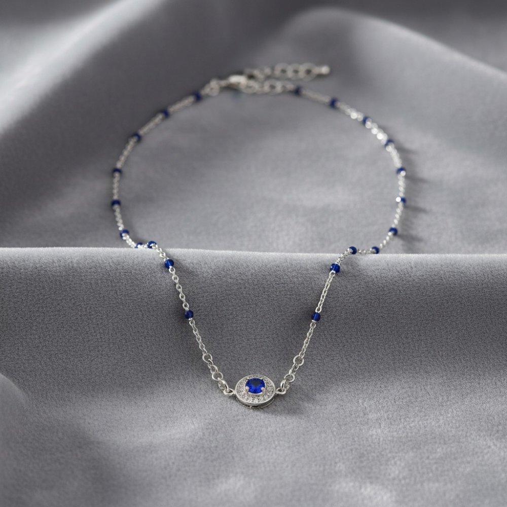 Sapphire Blue Halo Station Chain
