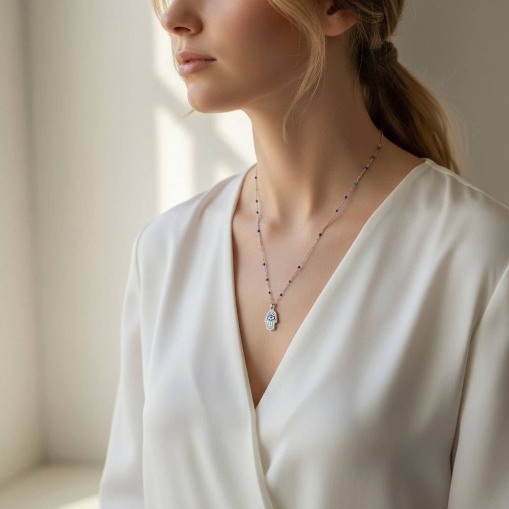 Hamsa & Evil Eye Station Necklace