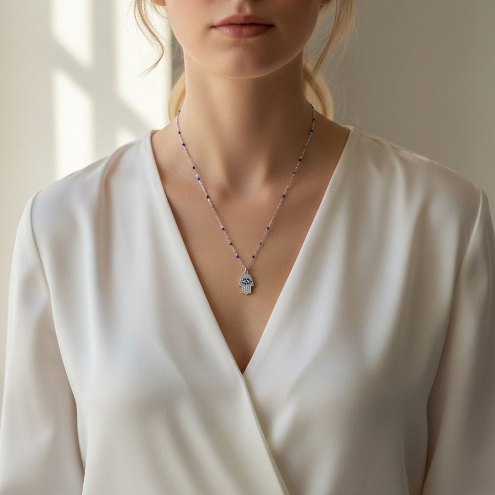 Hamsa & Evil Eye Station Necklace
