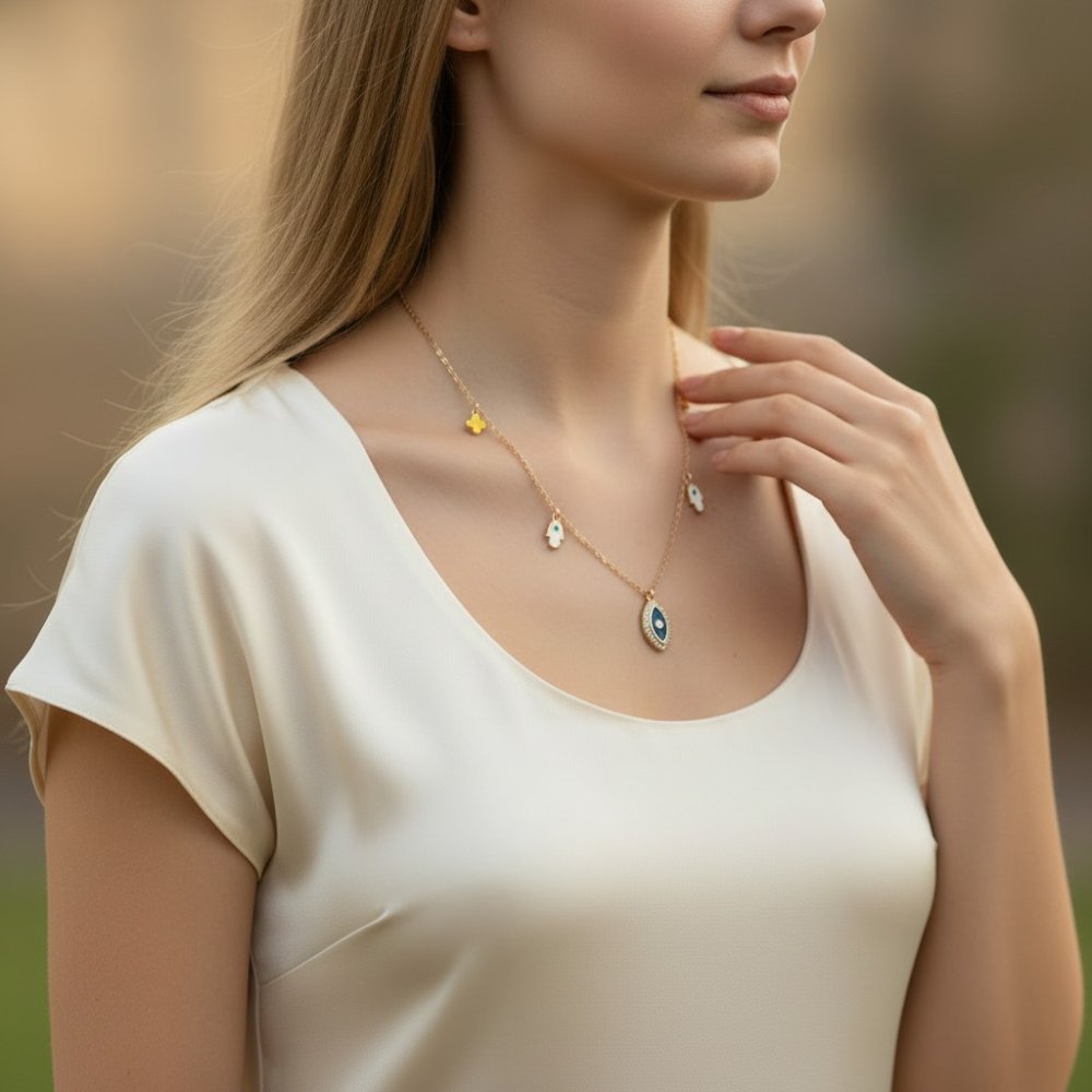 Evil Eye & Hamsa Charm Necklace
