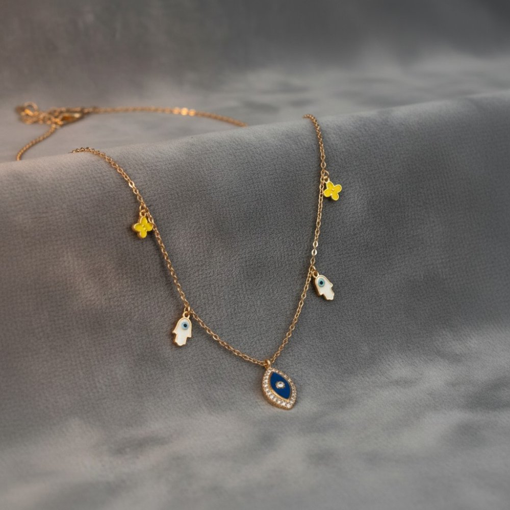 Evil Eye & Hamsa Charm Necklace