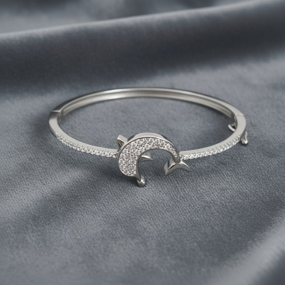 Sparkling Dolphin Crescent Bangle