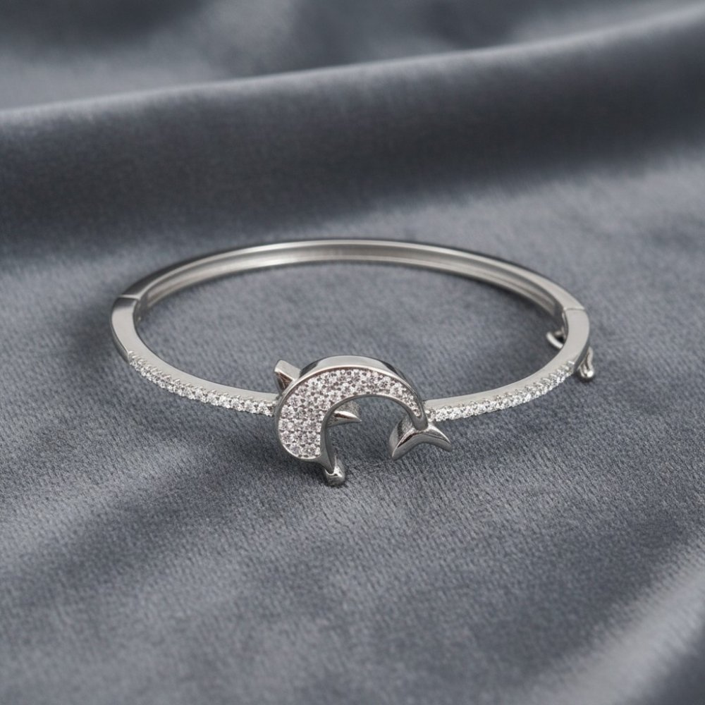 Sparkling Dolphin Crescent Bangle