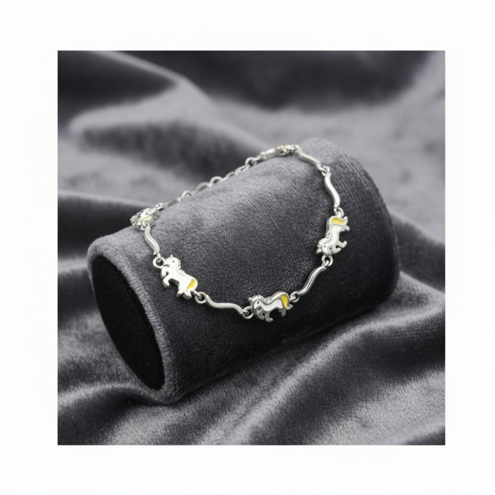 Enameled Unicorn Link Bracelet