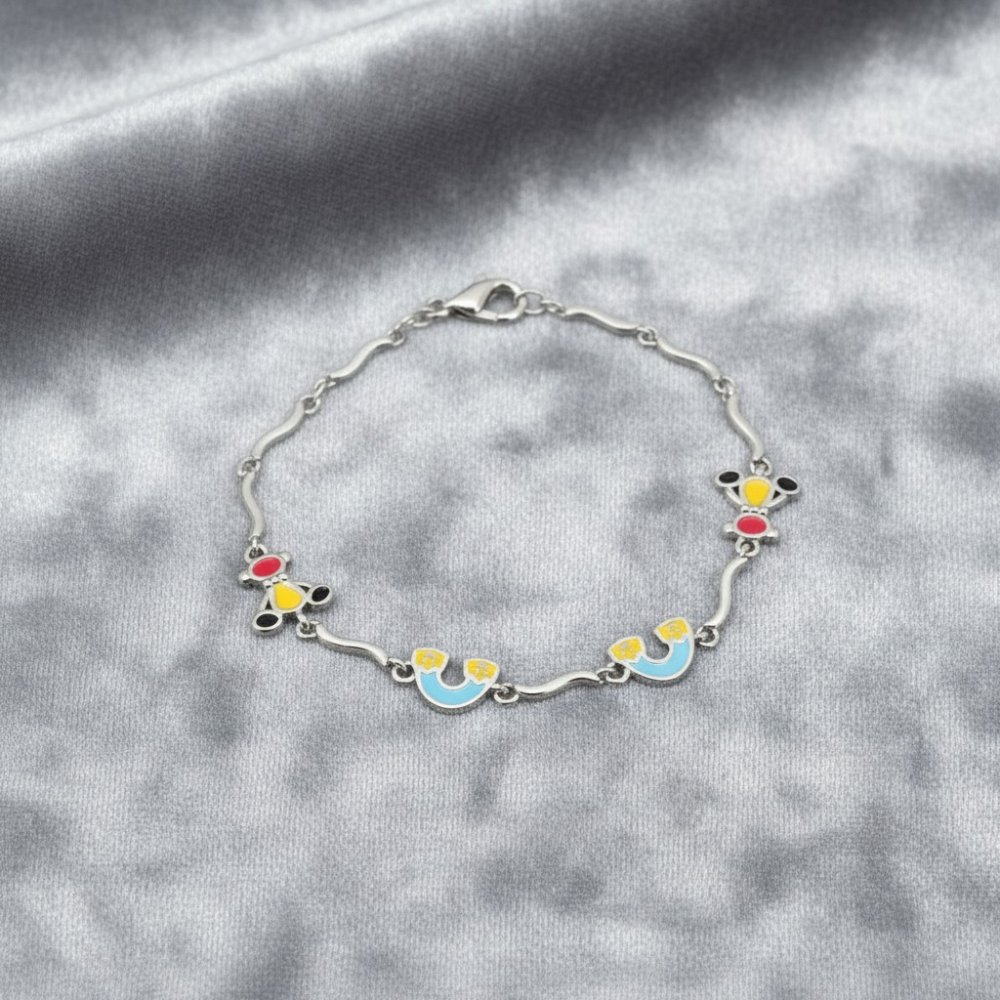 Enamel Charm Sterling Silver Kids Bracelet