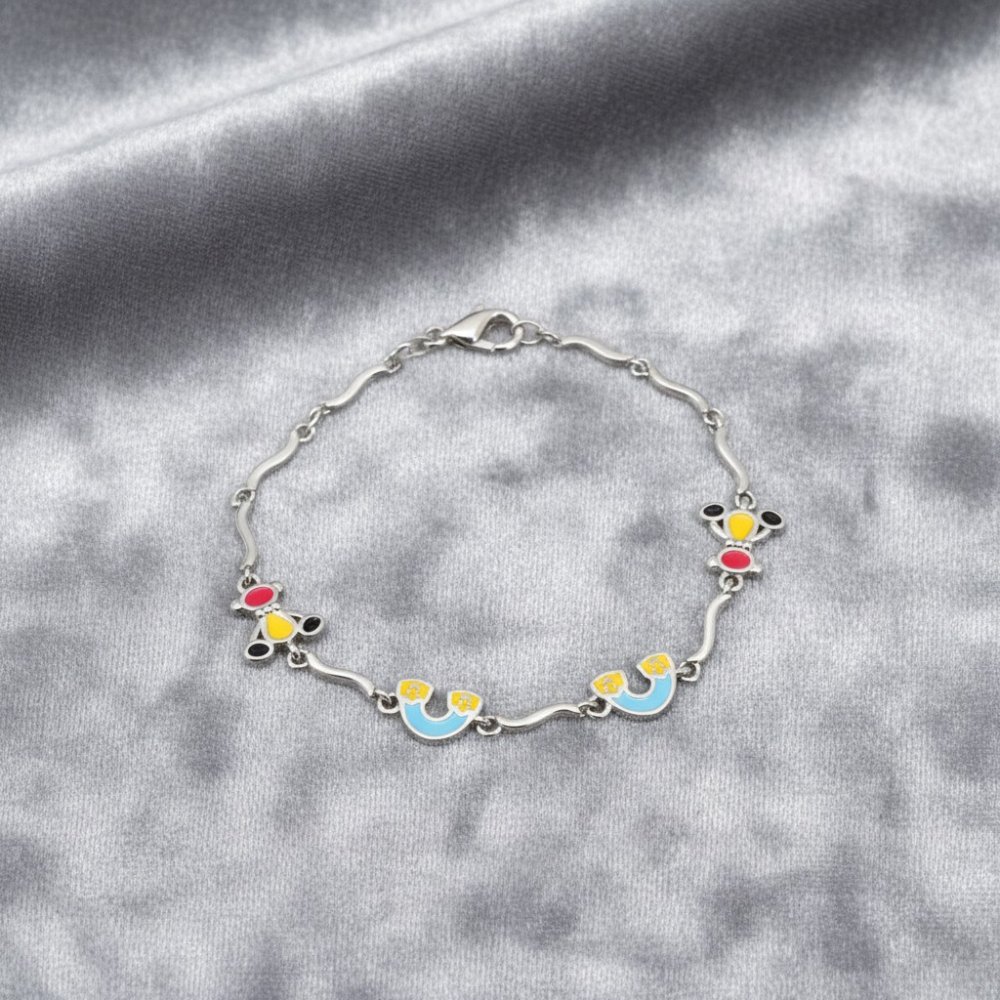 Enamel Charm Sterling Silver Kids Bracelet