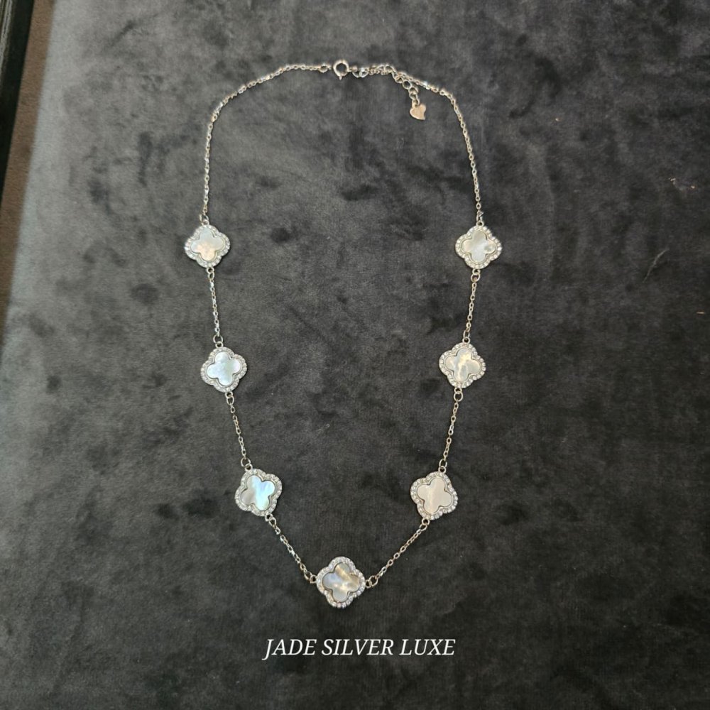 Sterling Silver Mother-of-Pearl Multi-Clover Necklace