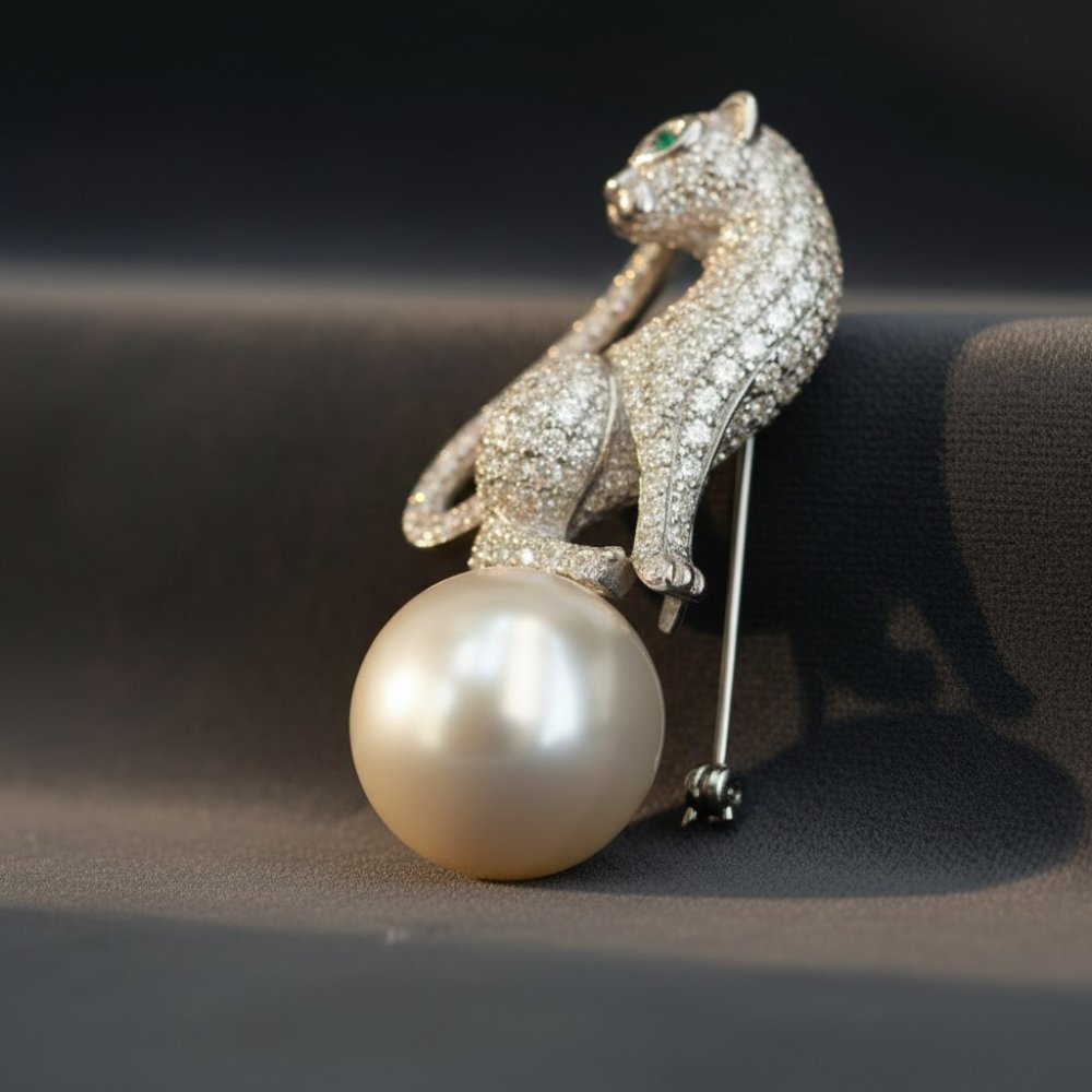 The Majestic Panther Pearl Brooch