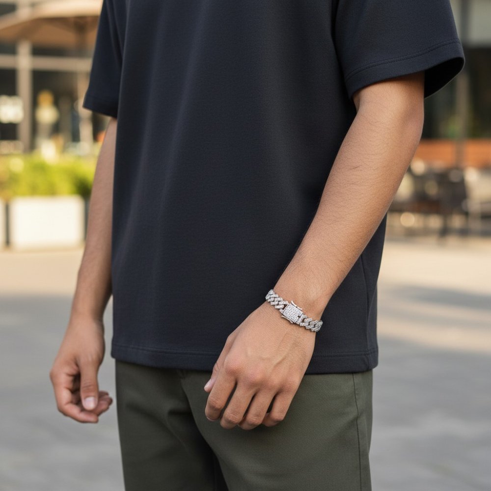 Men's Iced-Out Cuban Link Bracelet