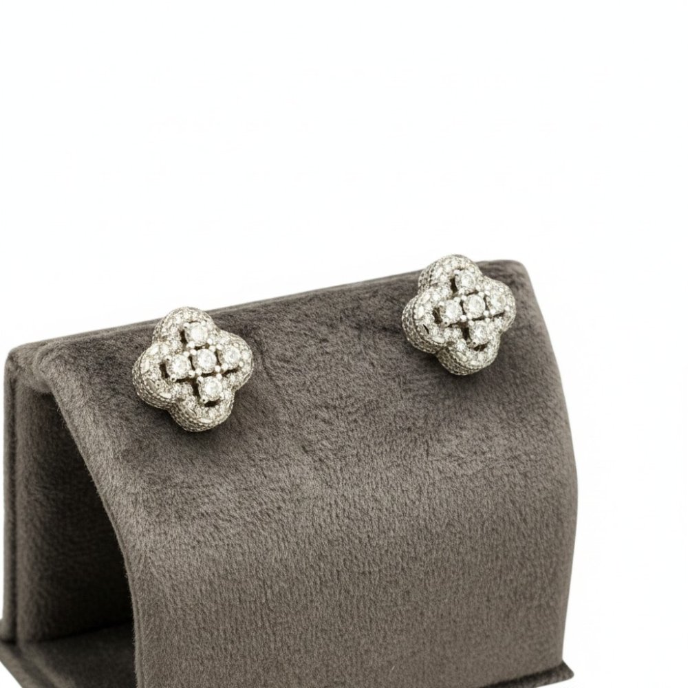 Quatrefoil Pavé Stud Earrings