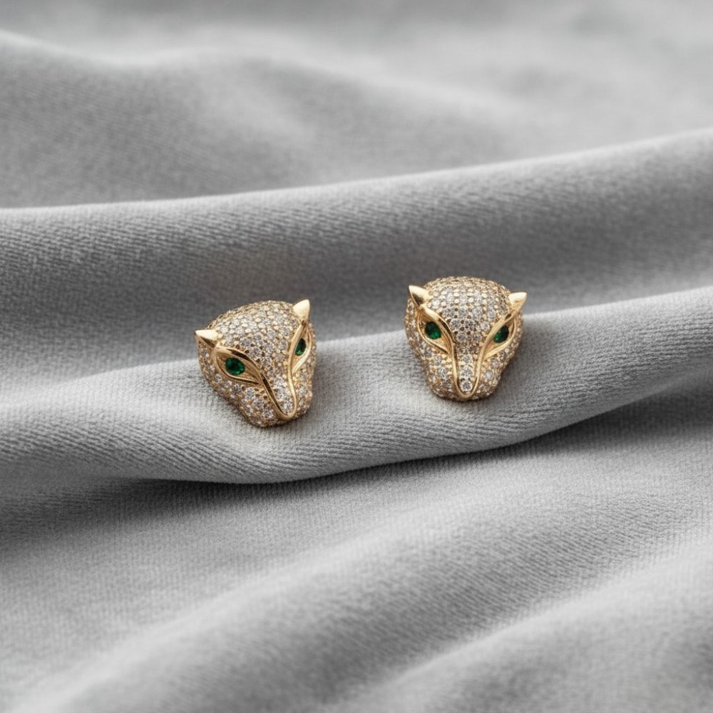 Emerald-Eyed Panther Studs