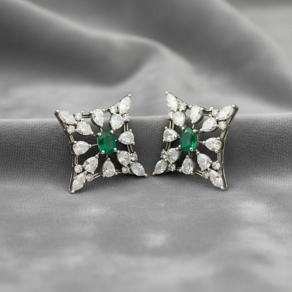 Emerald & Marquise Starburst Stud Earrings