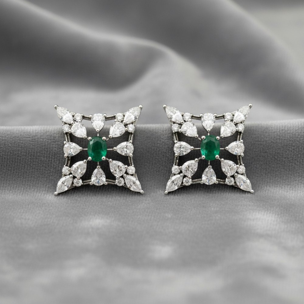 Emerald & Marquise Starburst Stud Earrings