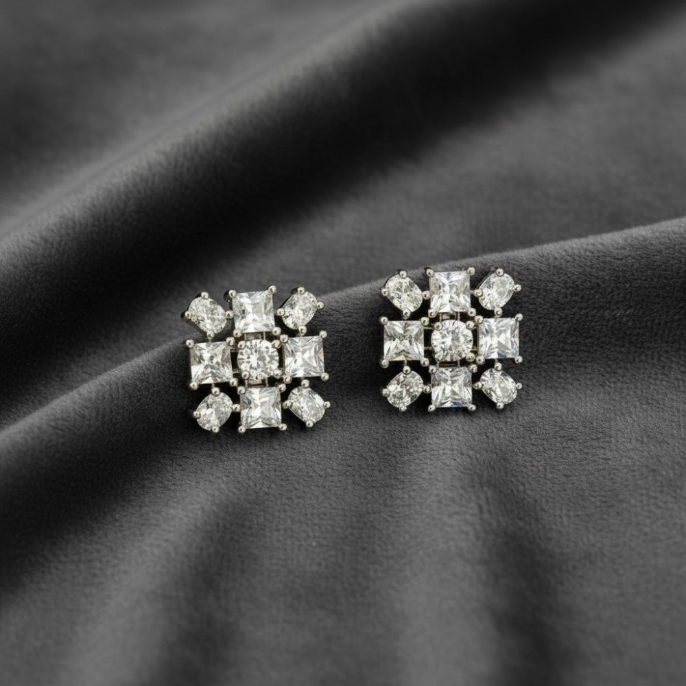 Geometric Cluster Stud Earrings
