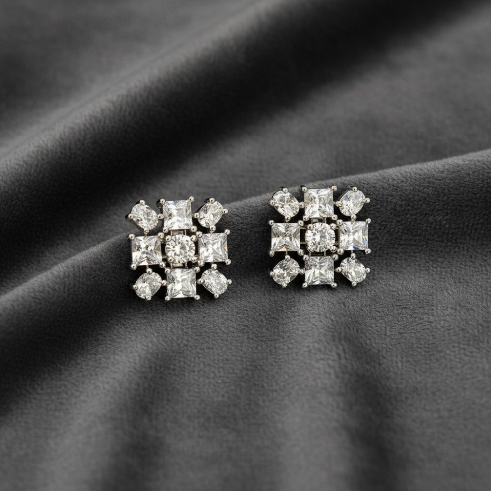 Geometric Cluster Stud Earrings